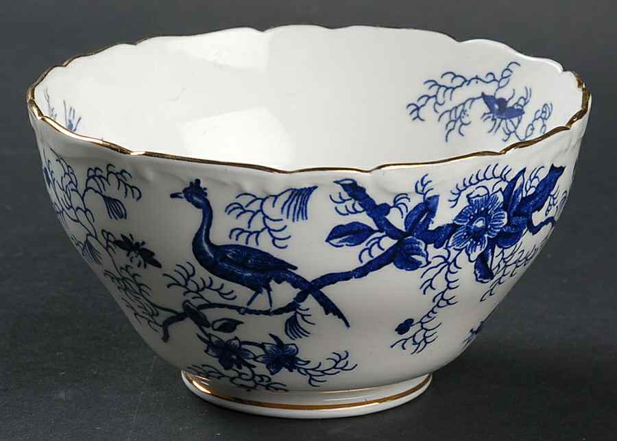 Cairo Blue On White (Raised Edge, Gold) Open Sugar Bowl by Coalport-1