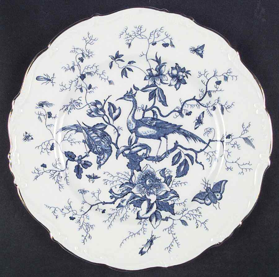 Cairo Blue On White (Raised Edge, Gold) Dinner Plate by Coalport-1