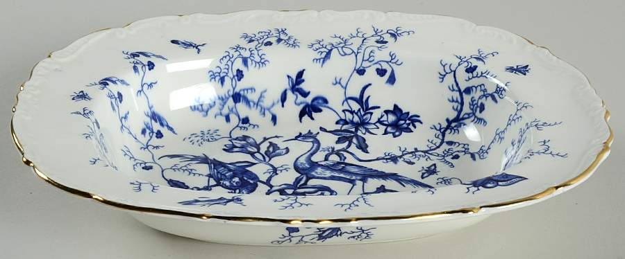 Cairo Blue On White (Raised Edge, Gold) 9" Oval Vegetable Bowl by Coalport-1