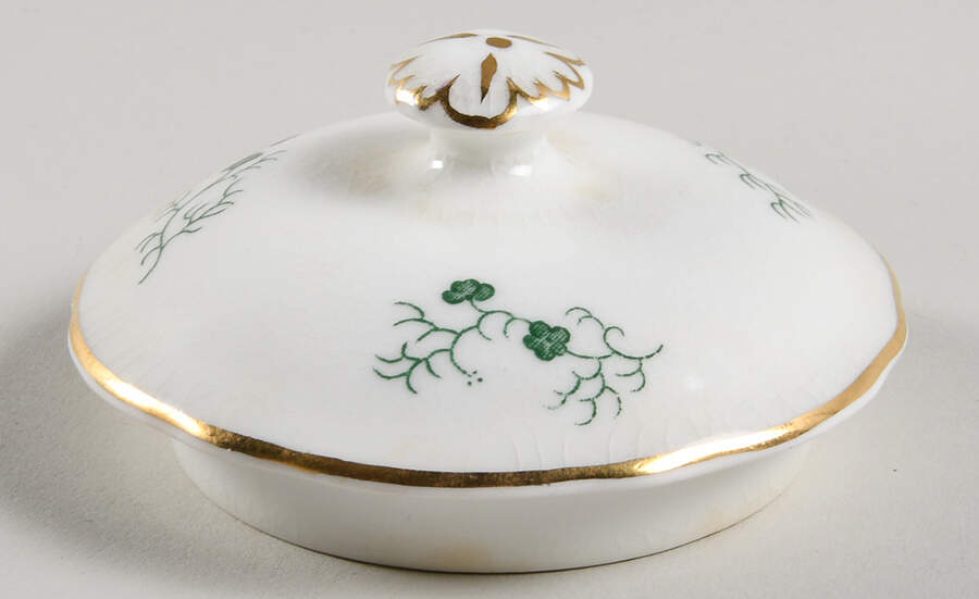 Cairo Green on White (Gold) Lid for Sugar Bowl by Coalport-1
