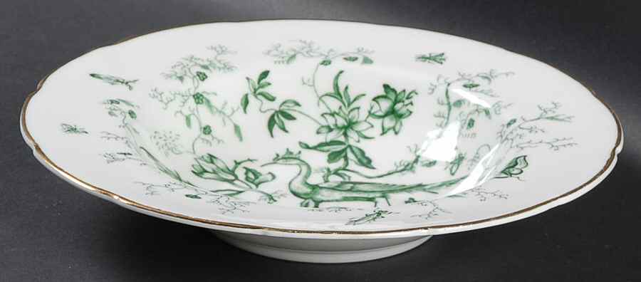 Cairo Green on White (Gold) Rim Soup Bowl by Coalport-1