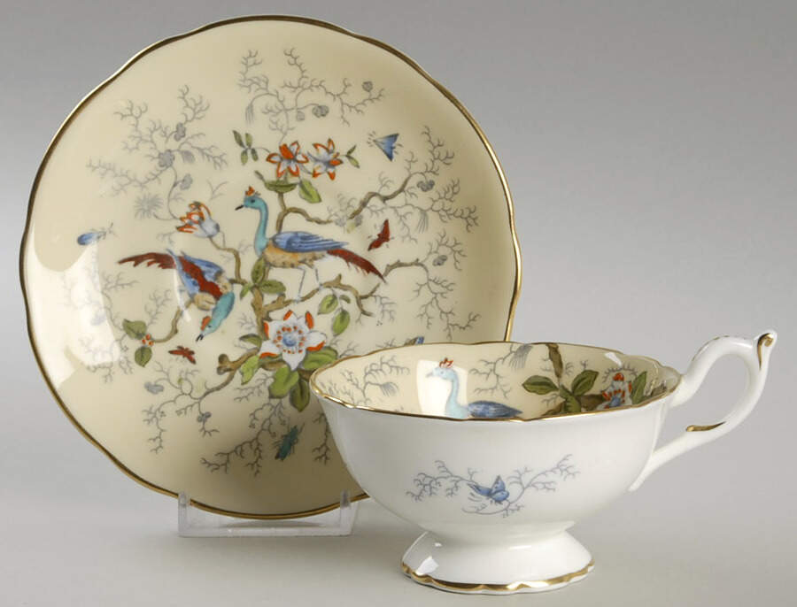 Cairo Multicolor On Ivory (Gold Trim) Footed Cup & Saucer Set by Coalport-1