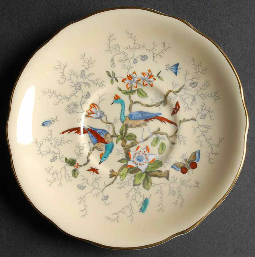 Cairo Multicolor On Ivory (Gold Trim) Saucer for Footed Cream Soup Bowl by Coalport-1
