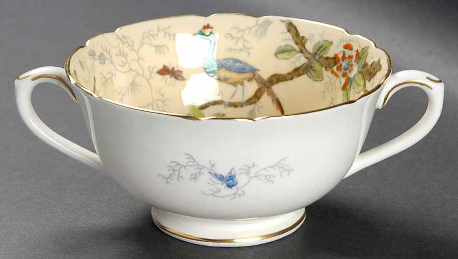 Cairo Multicolor On Ivory (Gold Trim) Footed Cream Soup Bowl by Coalport-1