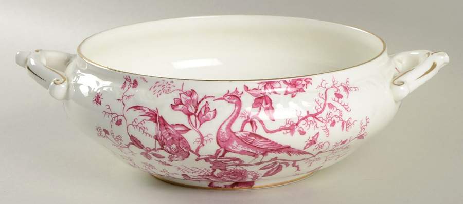Cairo Pink On White (Raised Edge, Gold) Round Vegetable No Lid by Coalport-1