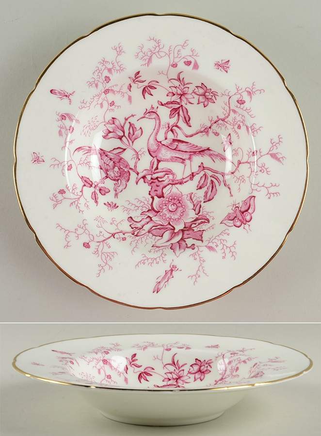 Cairo Pink On White (Not Raised, Gold) Rim Soup Bowl by Coalport-1