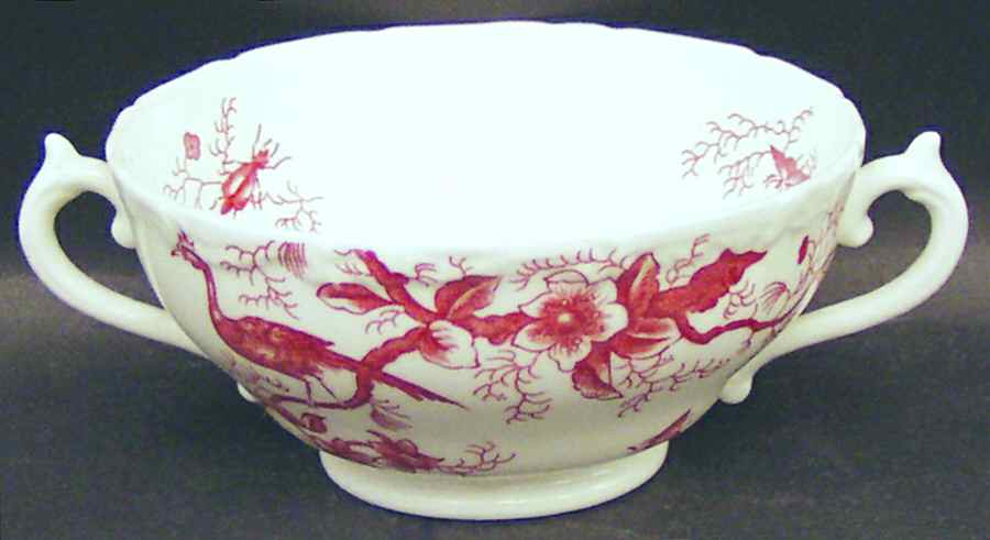 Cairo Rust On White (Raised Edge, No Trim) Footed Cream Soup Bowl by Coalport-1