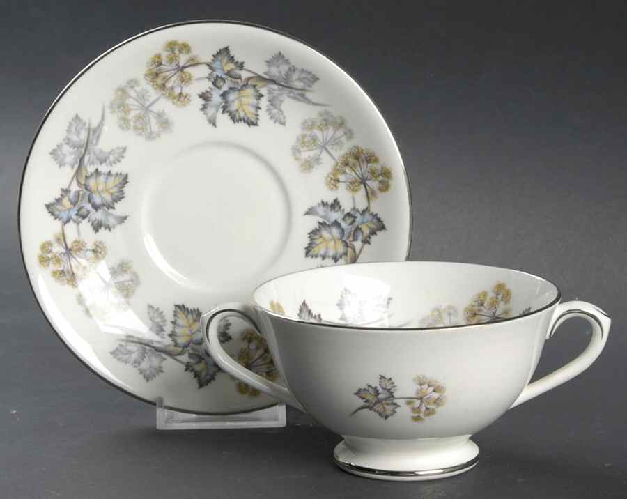 Camelot Footed Cream Soup Bowl & Saucer Set by Coalport-1