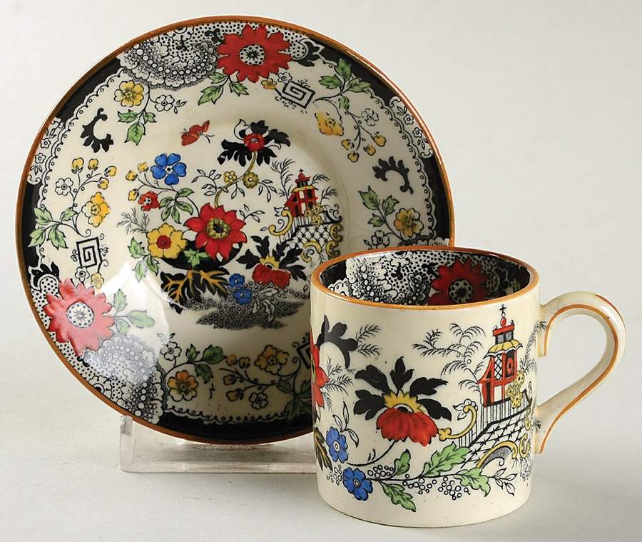 Canton (Cream) Flat Demitasse Cup & Saucer Set by Coalport-1