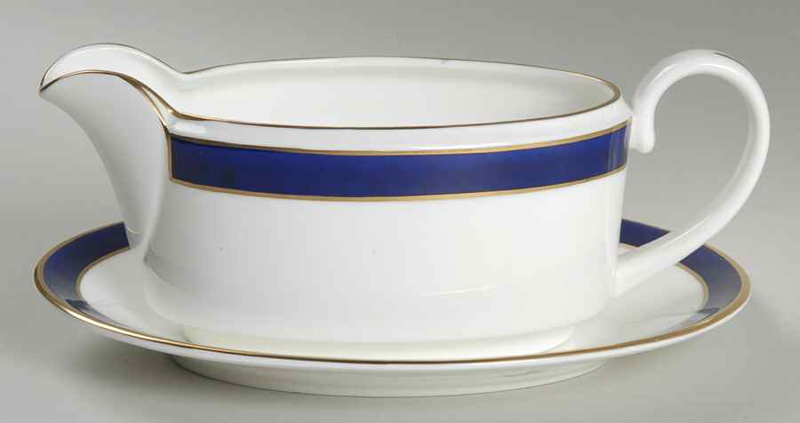 Carlton Blue Gravy Boat & Underplate by Coalport-1