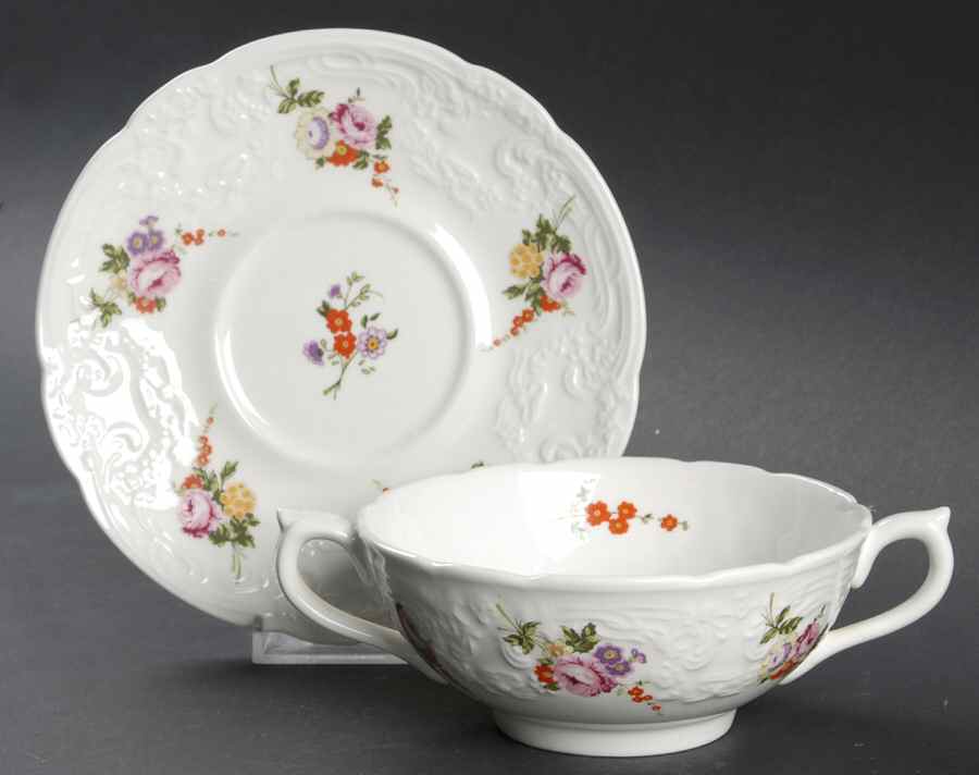 Caughley Sprays Footed Cream Soup Bowl & Saucer Set by Coalport-1