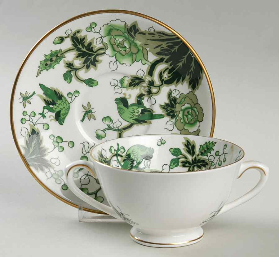Cathay Footed Cream Soup Bowl & Saucer Set by Coalport-1