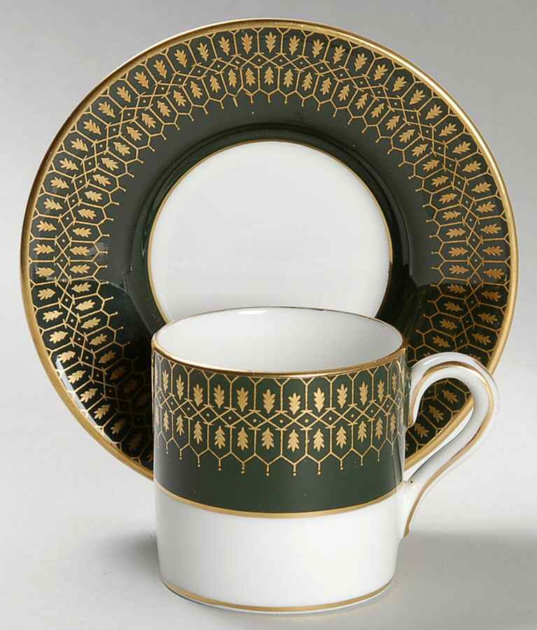 Chateau Green (Smooth Edge) Flat Demitasse Cup & Saucer Set by Coalport-1
