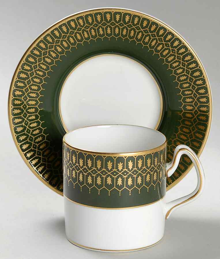 Chateau Green (Smooth Edge) Flat Demitasse Cup & Saucer Set by Coalport-1