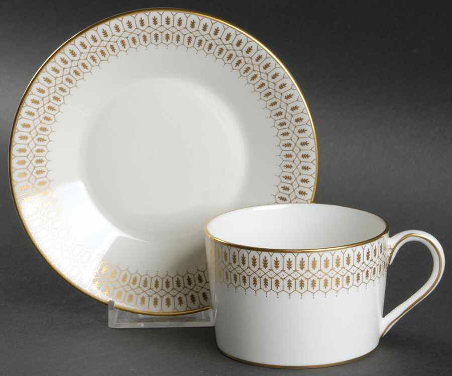 Chateau Gold and White Flat Cup & Saucer Set by Coalport-1