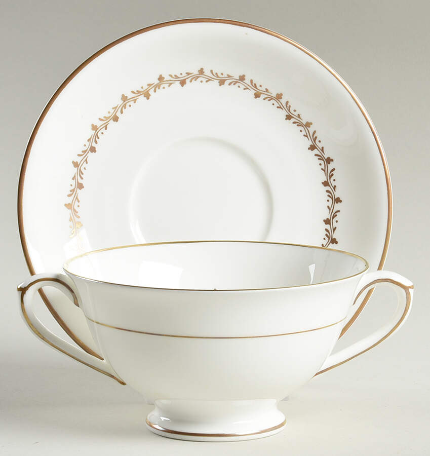 Coronet Footed Cream Soup Bowl & Saucer Set by Coalport-1