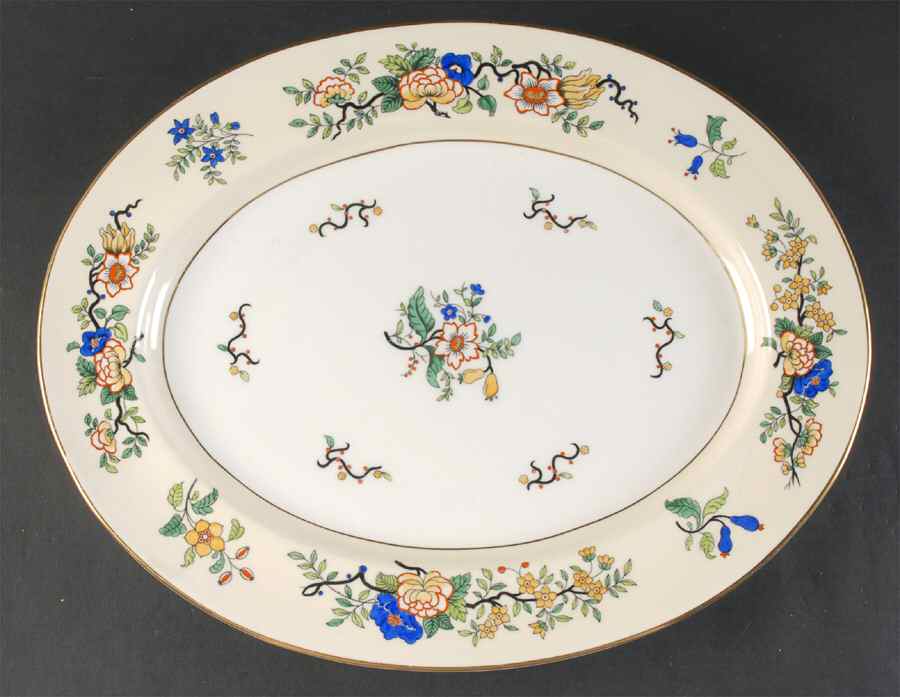 Corea (Gold Trim) 15" Oval Serving Platter by Coalport-1