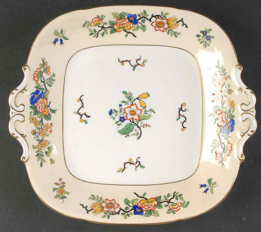 Corea (Gold Trim) Square Handled Cake Plate by Coalport-1