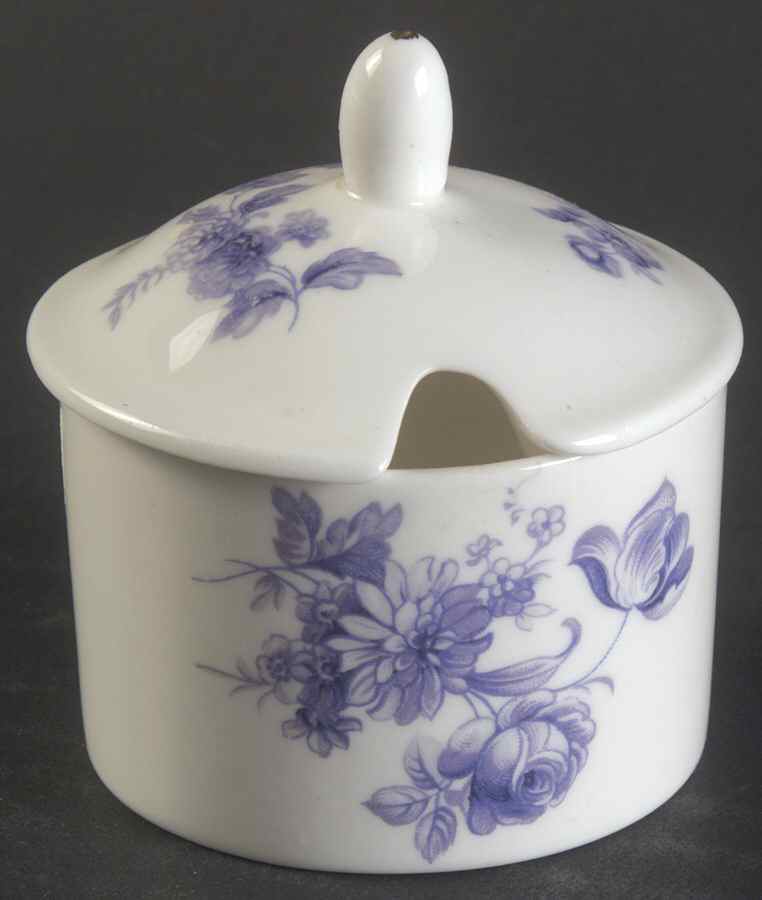 Divinity Blue Mustard Jar & Lid by Coalport-1