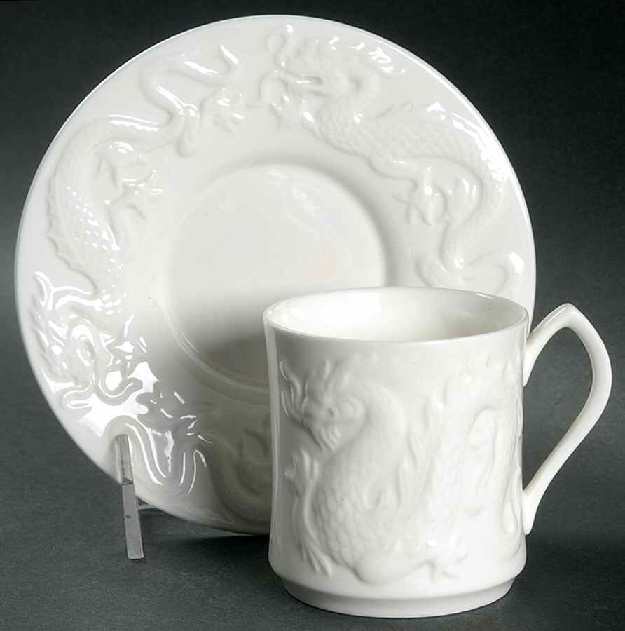 Dragon Flat Cup & Saucer Set by Coalport-1