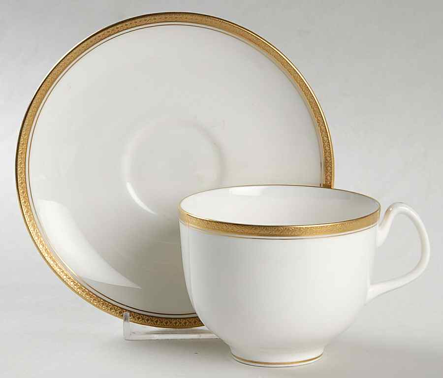 Elite Gold Flat Cup & Saucer Set by Coalport-1