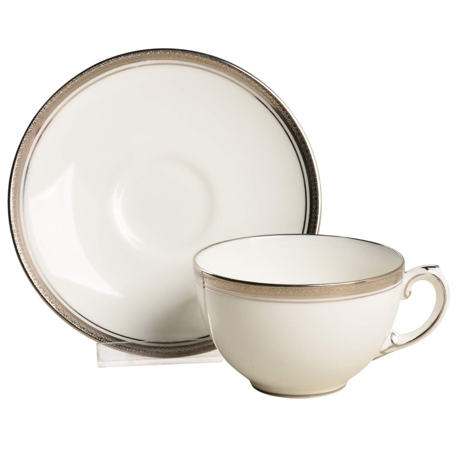 Elite Platinum Flat Cup & Saucer Set by Coalport-1