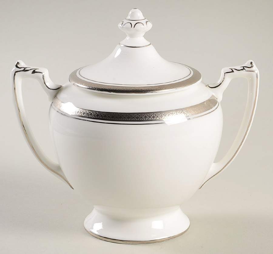 Elite Platinum Sugar Bowl & Lid by Coalport-1