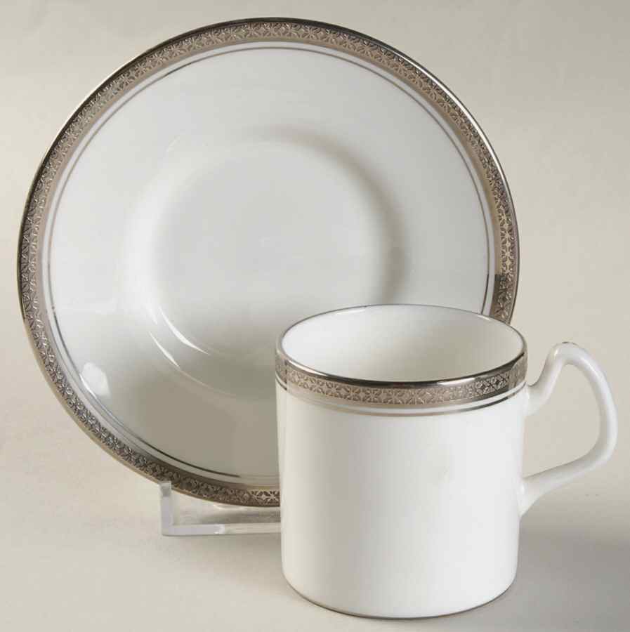 Elite Platinum Flat Demitasse Cup & Saucer Set by Coalport-1
