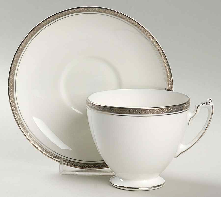 Elite Platinum Footed Cup & Saucer Set by Coalport-1