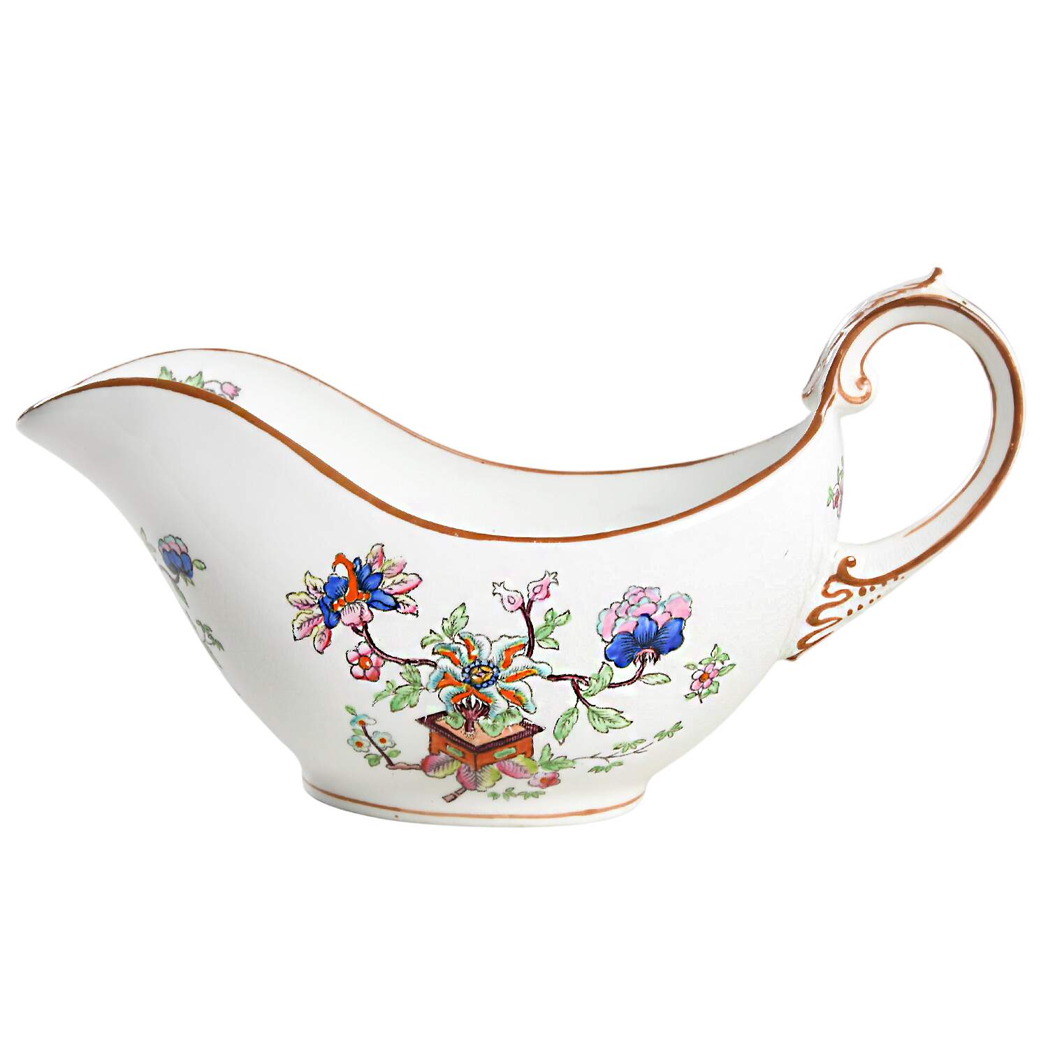 Flower Pot (Brown Trim, Smooth) Gravy Boat by Coalport-1