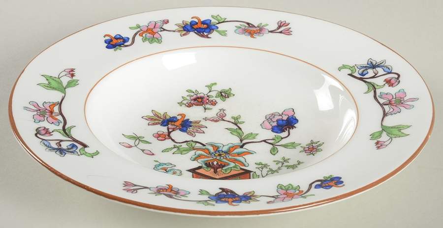 Flower Pot (Brown Trim, Smooth) Rim Soup Bowl by Coalport-1