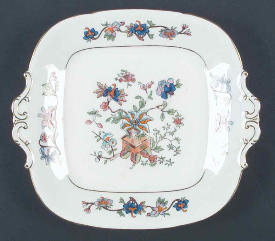 Flower Pot (Gold Trim) Square Handled Cake Plate by Coalport-1