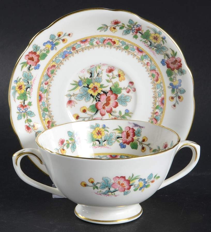 Fortune Footed Cream Soup Bowl & Saucer Set by Coalport-1