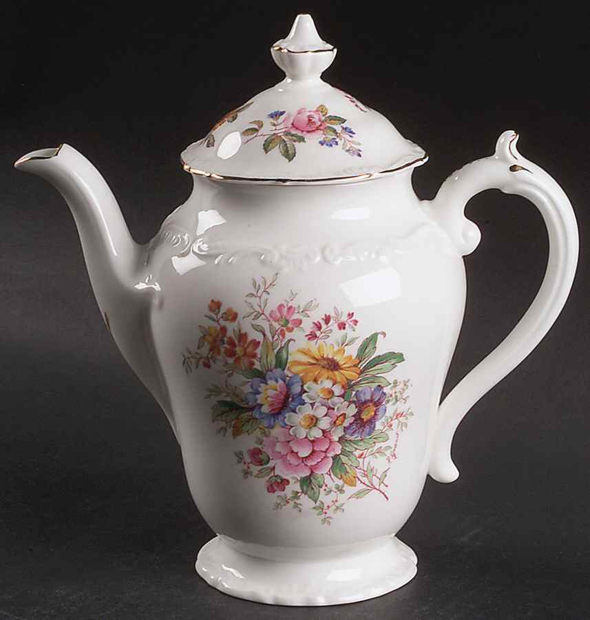 Fragrance (9504, Raised Edge) Mini Coffee Pot & Lid by Coalport-1