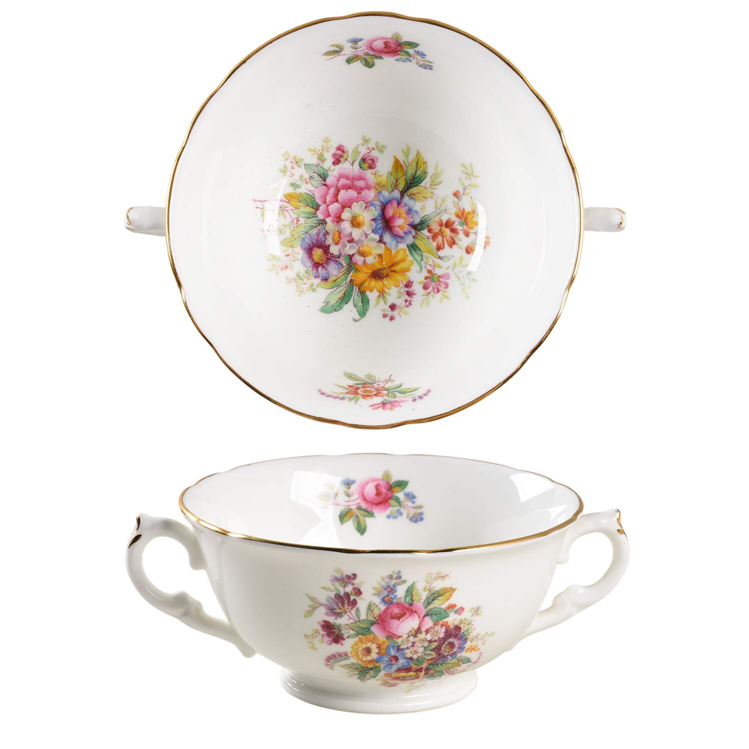Fragrance (9054, Not Raised, Scalloped) Footed Cream Soup Bowl by Coalport-1