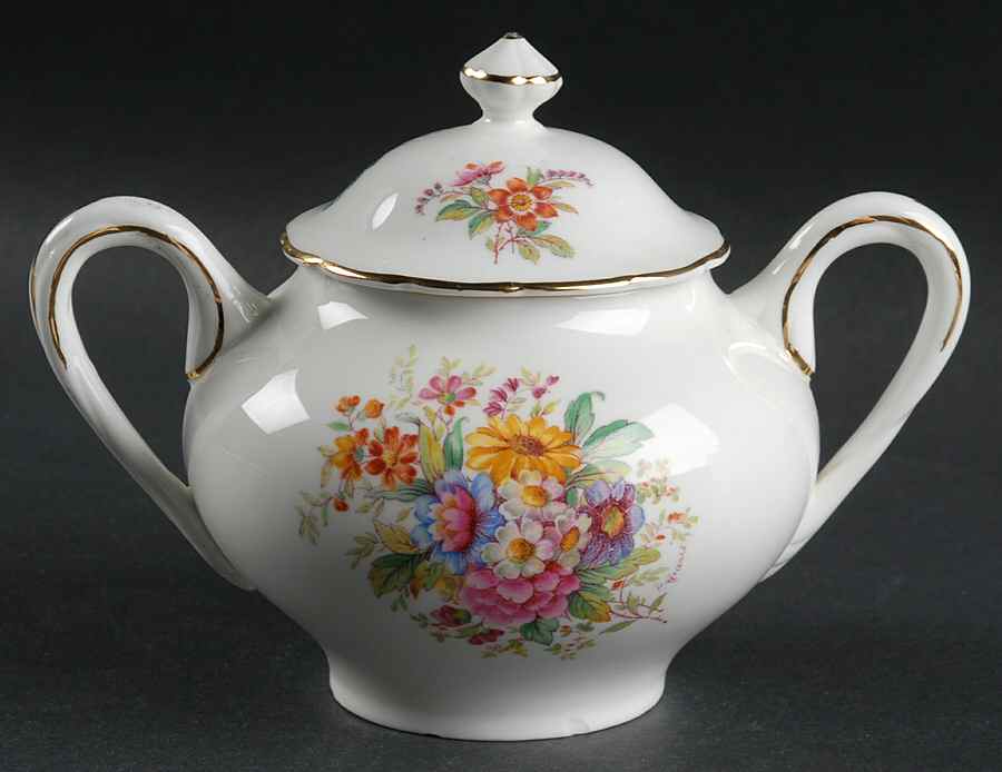 Fragrance (9054, Not Raised, Scalloped) Sugar Bowl & Lid by Coalport-1