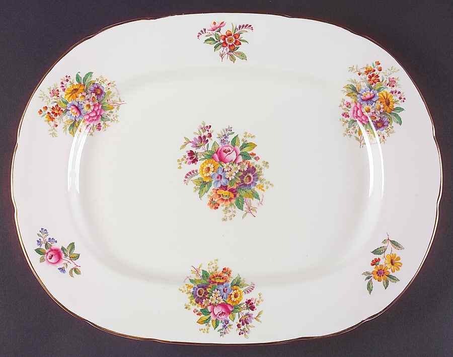 Fragrance (9054, Not Raised, Scalloped) 14" Oval Serving Platter by Coalport-1