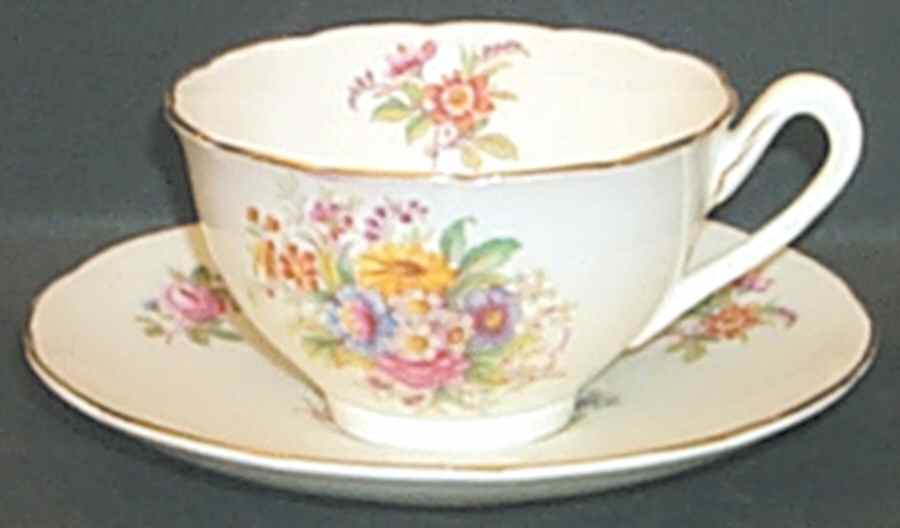 Fragrance (9054, Not Raised, Scalloped) Flat Cup & Saucer Set by Coalport-1
