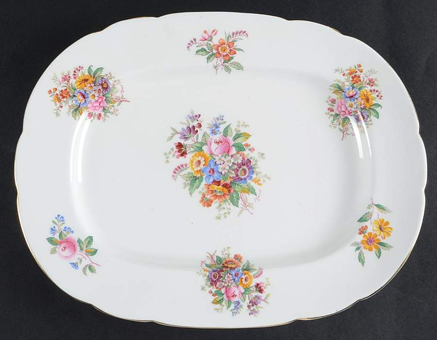 Fragrance (9054, Not Raised, Scalloped) 12" Oval Serving Platter by Coalport-1