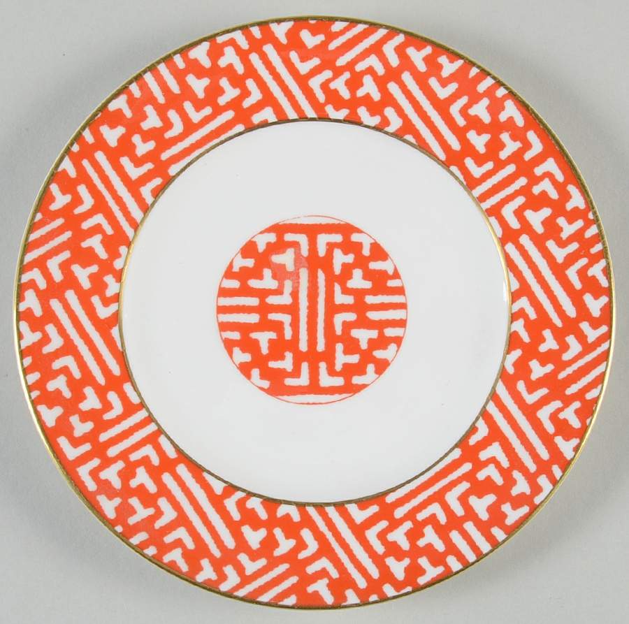 Fretwork Red Bread & Butter Plate by Coalport-1