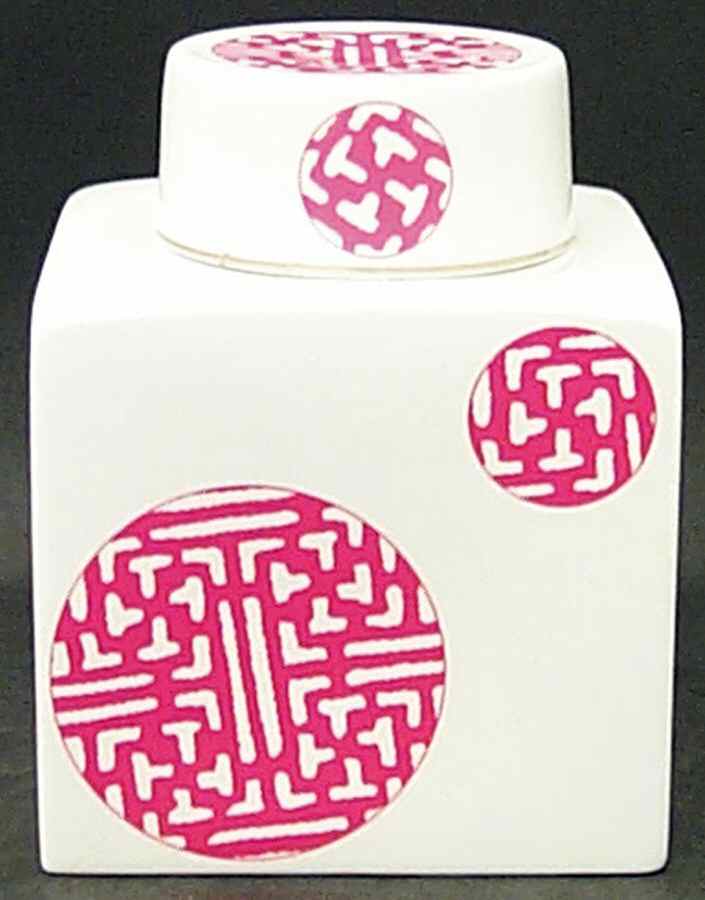 Fretwork Red Tea Caddy & Lid by Coalport-1