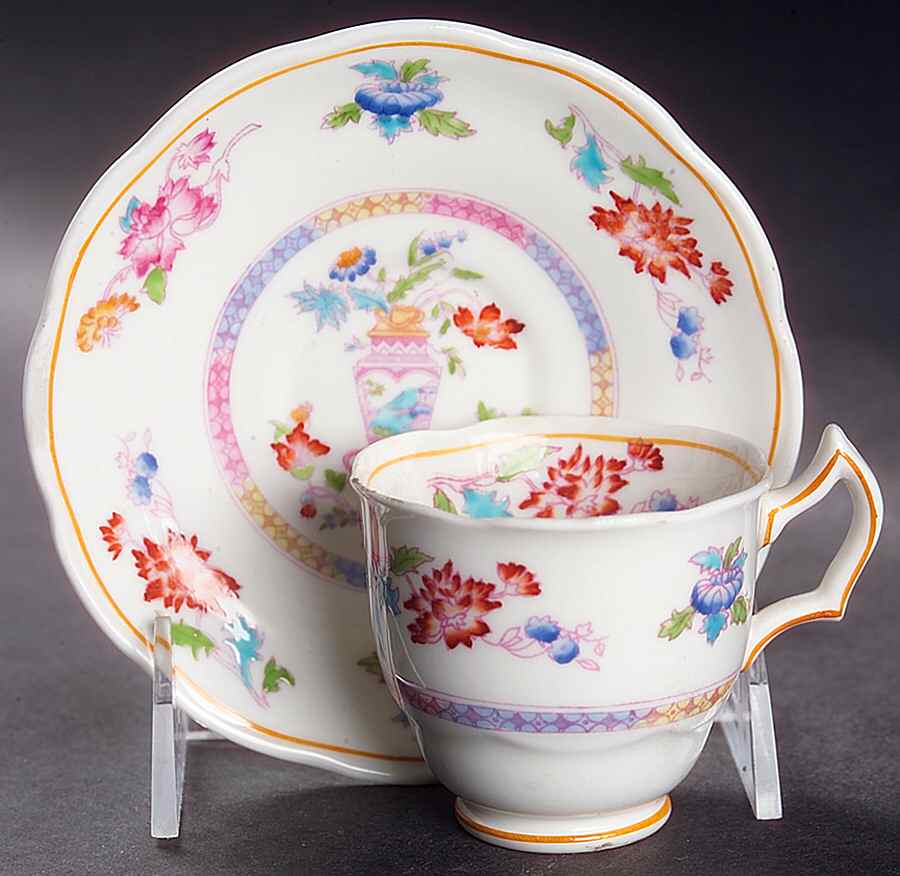 Geisha Footed Demitasse Cup & Saucer Set by Coalport-1