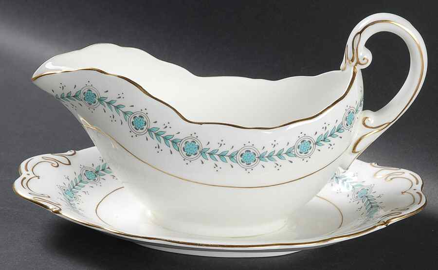Geneva (Athens Shape) Gravy Boat with Attached Underplate by Coalport-1