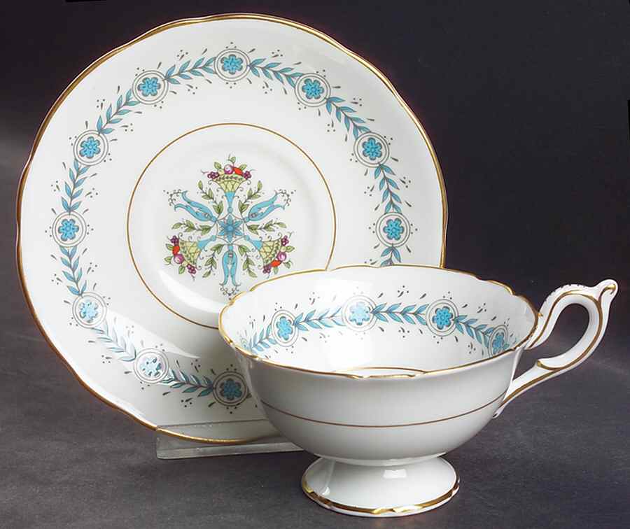 Geneva (Athens Shape) Footed Cup & Saucer Set by Coalport-1