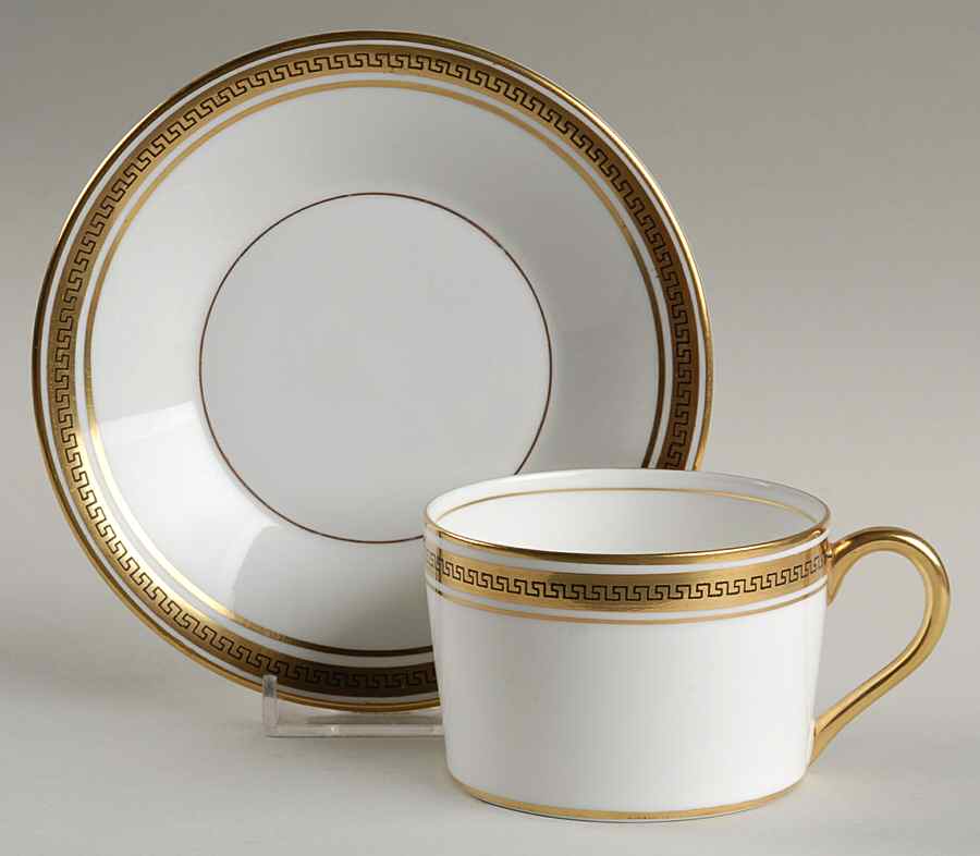 Greek Key Footed Cup & Saucer Set by Coalport-1