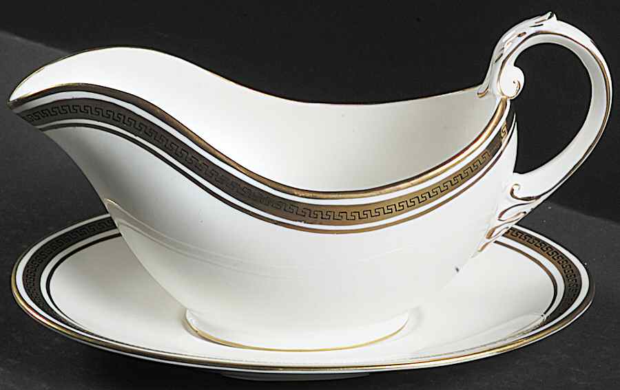 Greek Key Gravy Boat & Underplate by Coalport-1