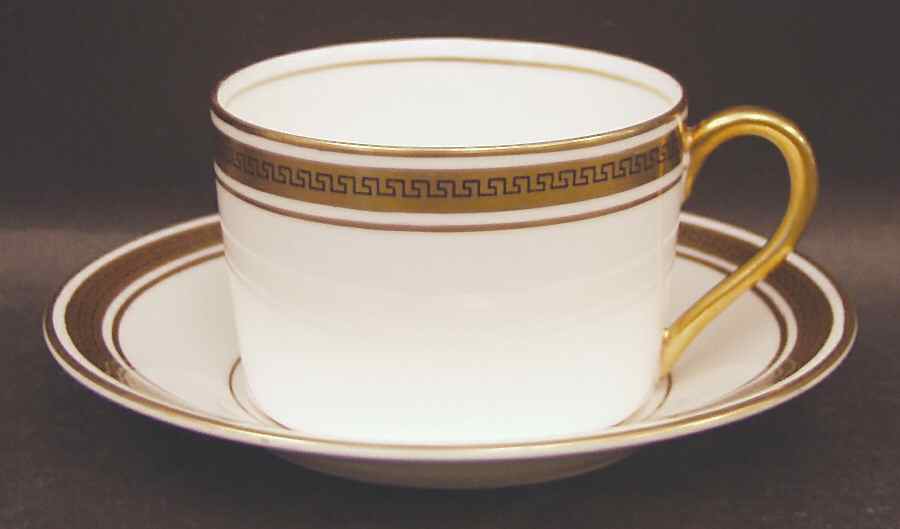 Greek Key Flat Cup & Saucer Set by Coalport-1