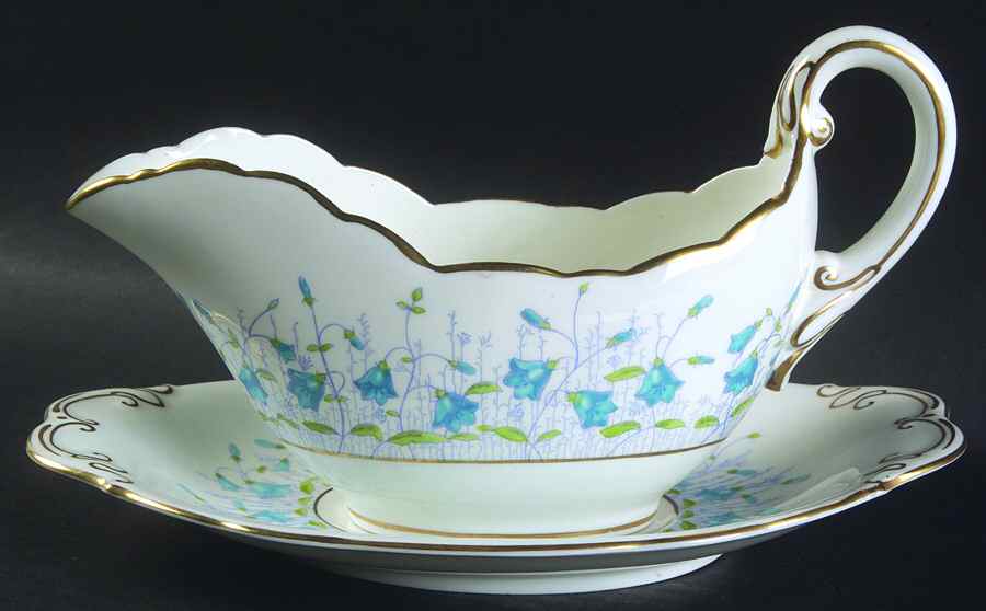 Harebell Turquoise Gravy Boat & Underplate by Coalport-1