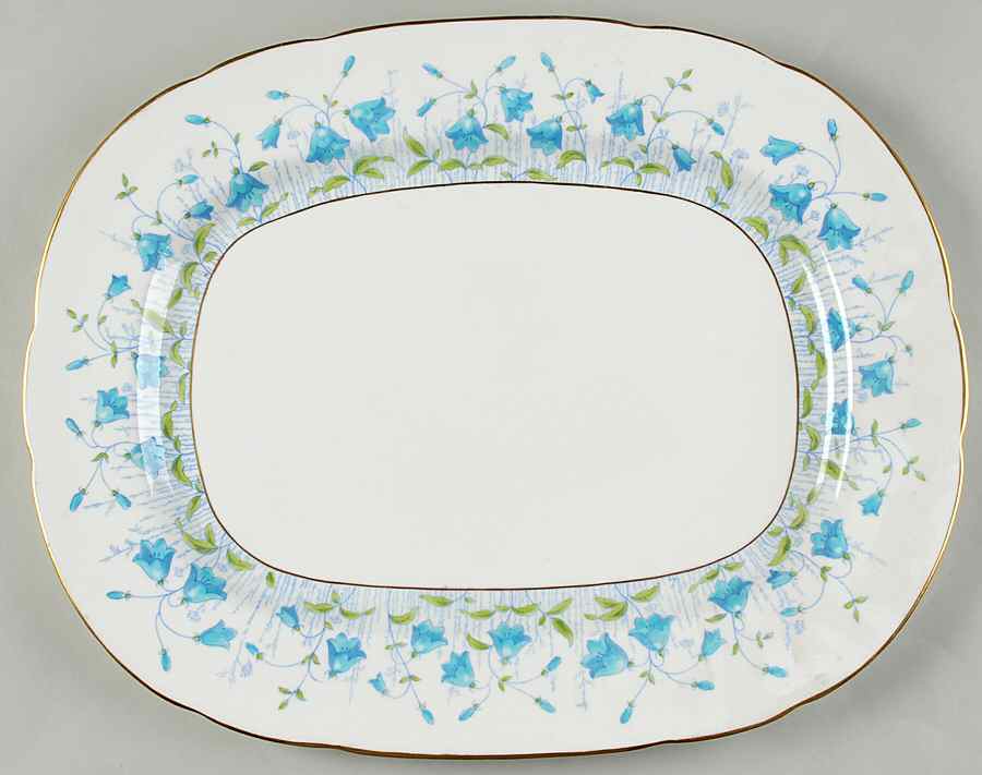 Harebell Turquoise 16" Oval Serving Platter by Coalport-1