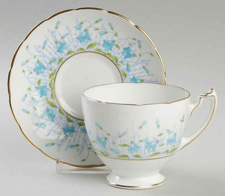 Harebell Turquoise Footed Cup & Saucer Set by Coalport-1
